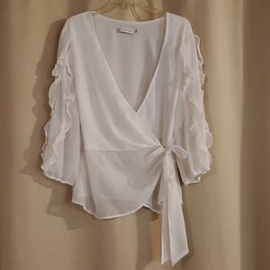 NY&C White Wrap Blouse